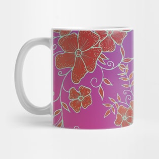 Red and Purple Flower Pattern Mug